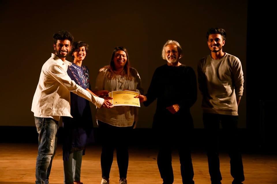 At the 10th edition of the Indian Film Festival of Bhubaneswar in January 2019, renowned documentary filmmaker, Anand Patwardhan, felicitated the contribution of NIFTBhubaneswar students through the course of the event.